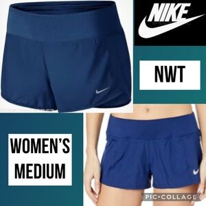 NWT Nike Womens Shorts Dri-Fit Crew Running Lined Navy Blue 3” Inseam Dry Size M
